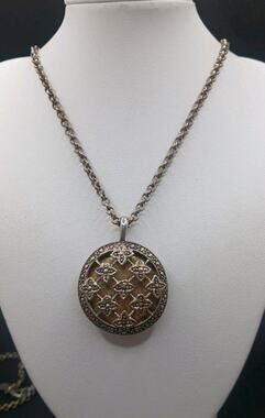 Vintage Filigree Locket Necklace Silver Tone Premier Designs